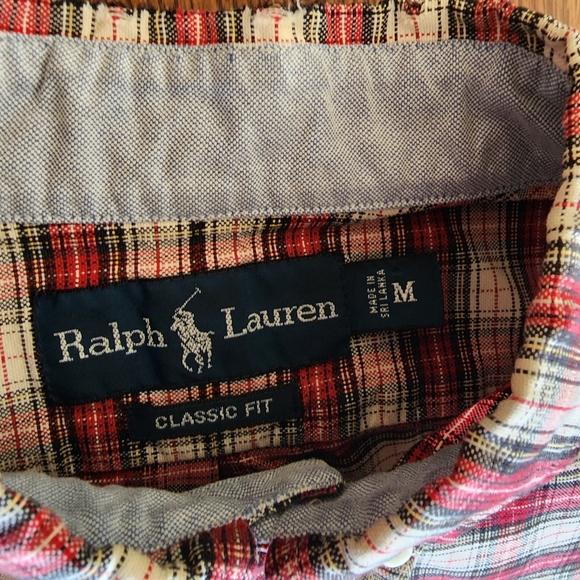 Ralph Lauren button shirt Tartan plaid red medium - Picture 6 of 10